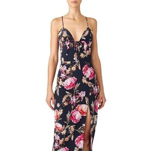 Nicholas Lucile Navy Blue Corset Midi Dress